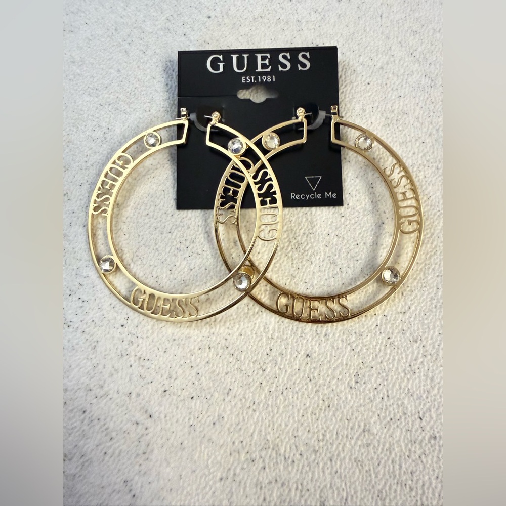 GUESS Gold Hoop Earrings with Crystal Accents